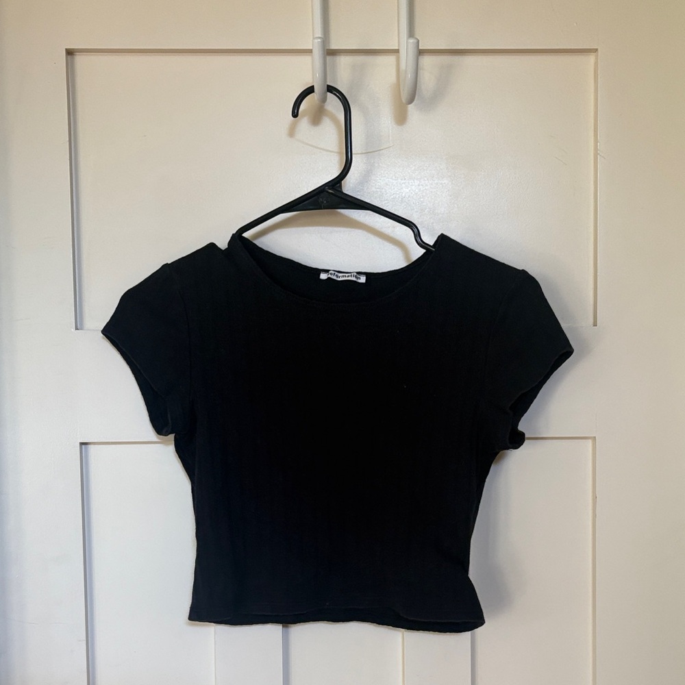 Reformation Pointelle Black Crop Top